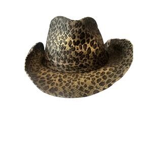 Peter Grimm Womens Cowboy Hat Straw Leopard Animal Print Rabbit One Size